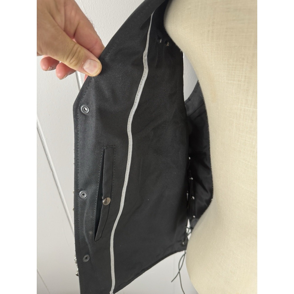 Unik Premium Leather Vest Men's Size XL Black Classic Biker Motorcycle With Pins - Picture 9 of 12